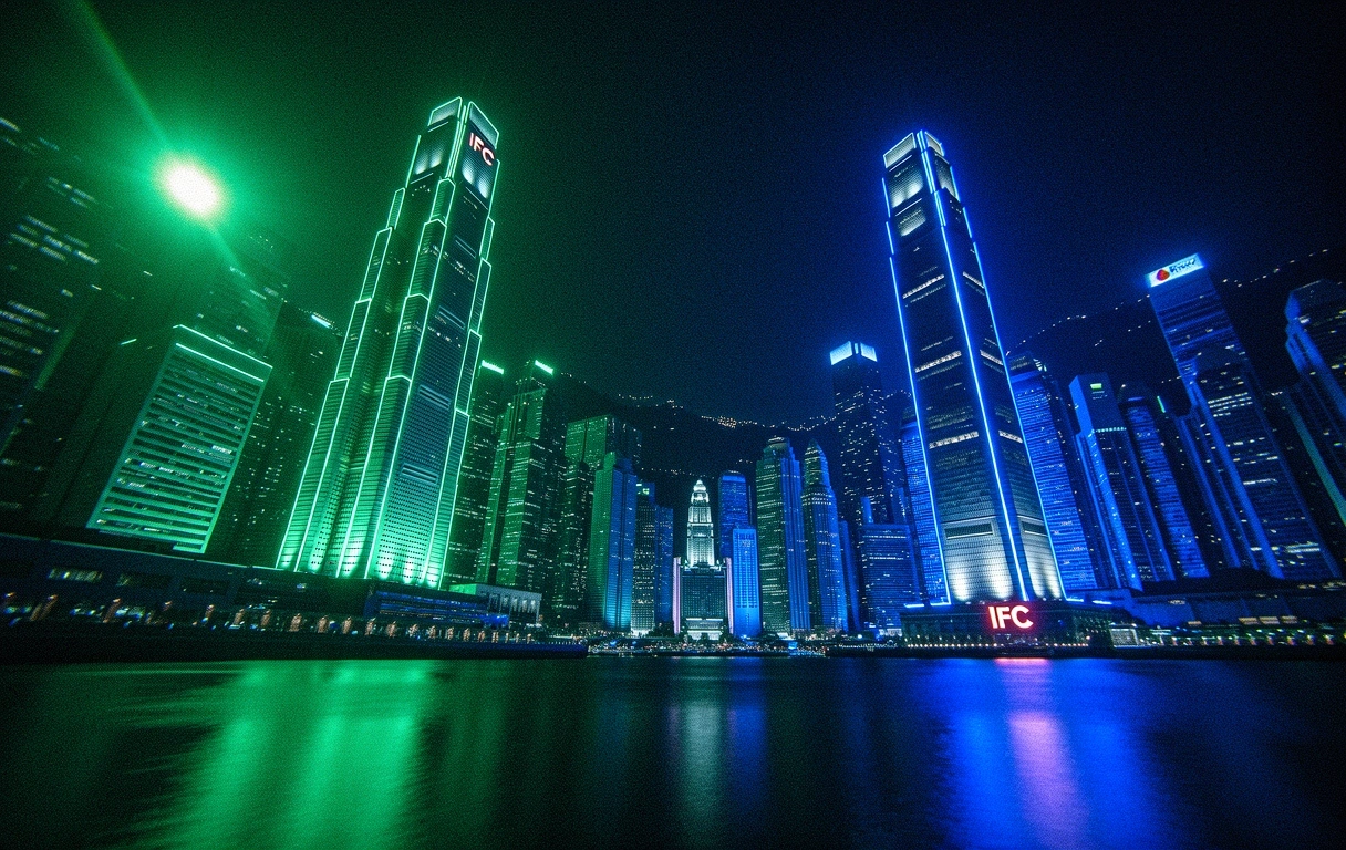 Hong Kong Financial District at Night