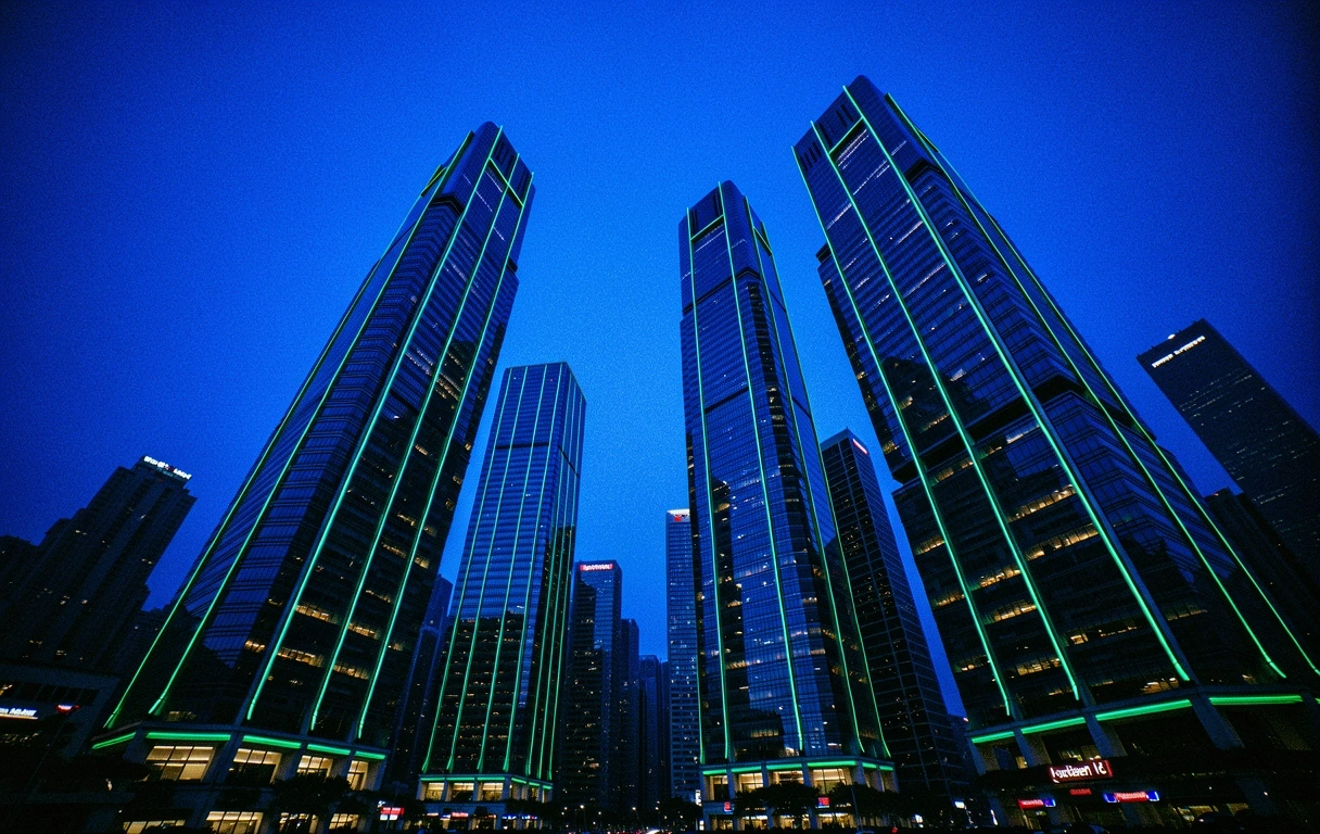 Hong Kong Financial District at Night