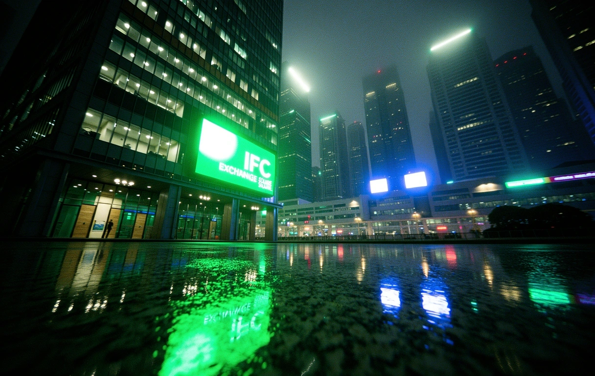 Hong Kong Financial District at Night